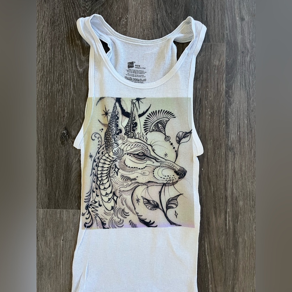 Women’s white ribbed wolf tank tops tank top size xs